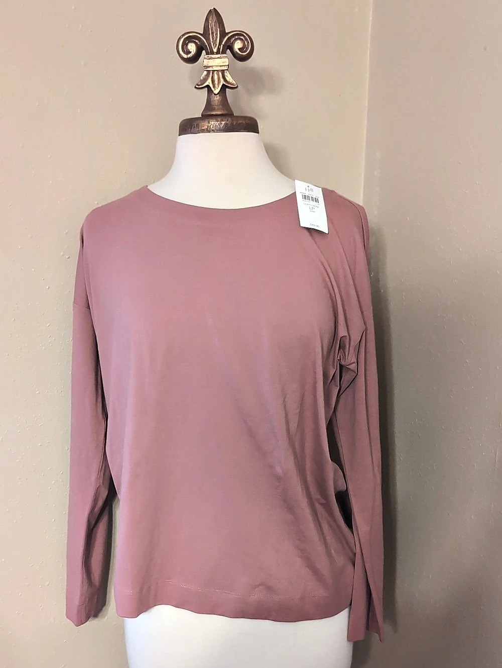 J. Jill Luxe Supima relaxed tee Relaxed Long Sleeve Tee in Pink Size Large NWT